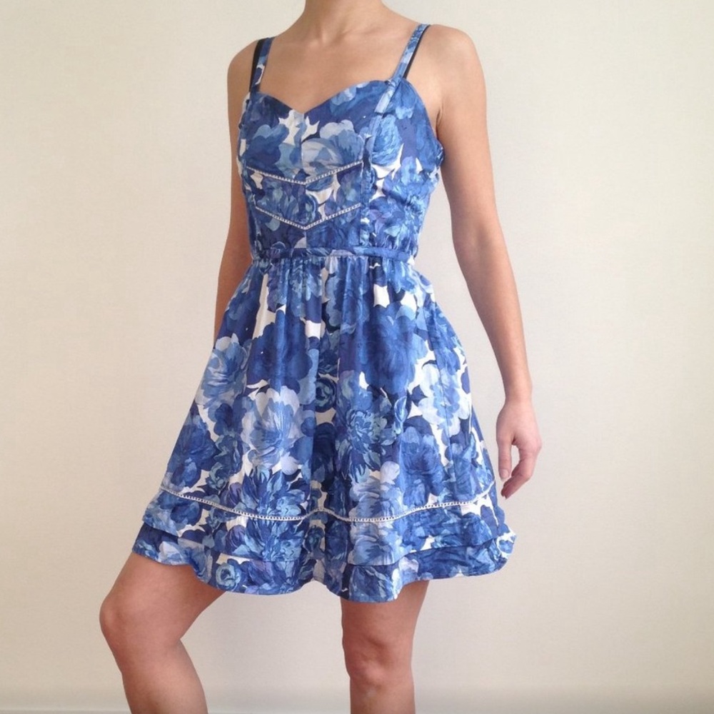 Blue and white floral dress